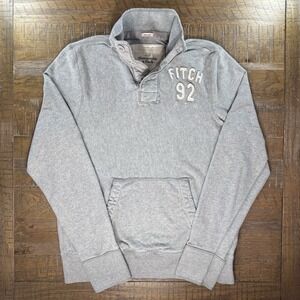 VTG Y2K Abercrombie & Fitch Mock Neck Button Sweatshirt Tag Sz XXL (Fits L)